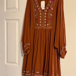 Wonderly Terracotta Embroidered Dress